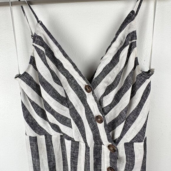 NWT Infinity Raine Love Tree Linen Button Up Stripe V Neck Dress, Size M - Picture 4 of 14